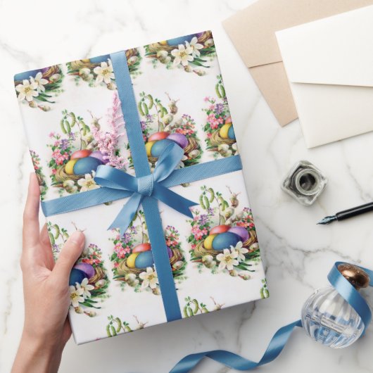 レトロヴィンテージイースターエッグバスケットパーティー ラッピングペーパー (ギフト)