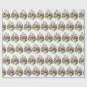 レトロヴィンテージイースターエッグバスケットパーティー ラッピングペーパー (フラット)