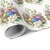 レトロヴィンテージイースターエッグバスケットパーティー ラッピングペーパー (ロールコーナー)