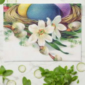 レトロヴィンテージイースターエッグホリデイ キッチンタオル (折り畳み)