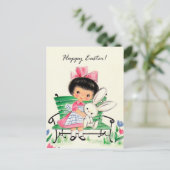 レトロヴィンテージイースターガールホリデー葉書 シーズンポストカード (スタンド正面)