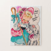 レトロヴィンテージイースターガールラムホリデイ ジグソーパズル (縦)