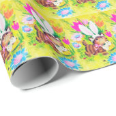 レトロヴィンテージイースターキャットホリデーパーティー ラッピングペーパー (ロールコーナー)