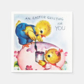 レトロヴィンテージイースターチックスパーティー スタンダードカクテルナプキン (正面)