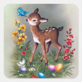 レトロヴィンテージイースターディアホリデーステッカー スクエアシール (正面)