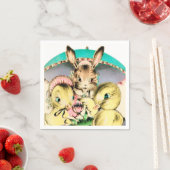 レトロヴィンテージイースターバニーとチックスパーティーナプキン スタンダードカクテルナプキン (インサイチュ)