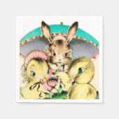 レトロヴィンテージイースターバニーとチックスパーティーナプキン スタンダードカクテルナプキン (正面)