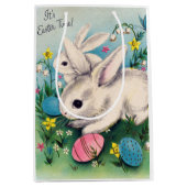 レトロヴィンテージイースターバニーズホリデー ミディアムペーパーバッグ (正面)