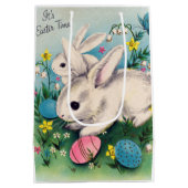 レトロヴィンテージイースターバニーズホリデー ミディアムペーパーバッグ (裏面)