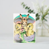 レトロヴィンテージイースターバニーチックホリデーハガキ シーズンポストカード (スタンド正面)