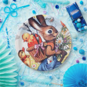 レトロヴィンテージイースターバニーパーティー ペーパープレート (パーティー)