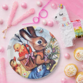 レトロヴィンテージイースターバニーパーティー ペーパープレート (パーティー)