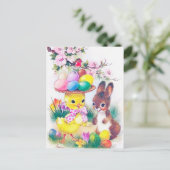 レトロヴィンテージイースターバニーホリディハガキ シーズンポストカード (スタンド正面)