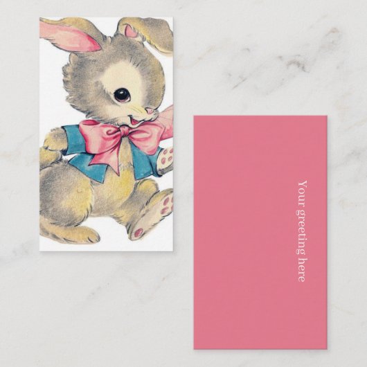 レトロヴィンテージイースターバニーホリデーアドグリーティング 名刺 (正面/裏面)