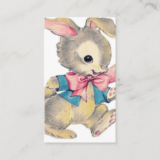 レトロヴィンテージイースターバニーホリデーアドグリーティング 名刺 (正面)