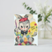 レトロヴィンテージイースターバニーホリデーハガキ シーズンポストカード (スタンド正面)