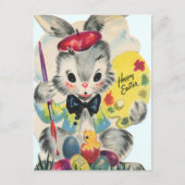 レトロヴィンテージイースターバニーホリデーハガキ シーズンポストカード (正面)