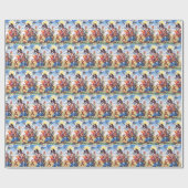 レトロヴィンテージイースターバニーホリデーパーティー ラッピングペーパー (フラット)