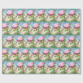 レトロヴィンテージイースターバニーホリデー ラッピングペーパー (フラット)
