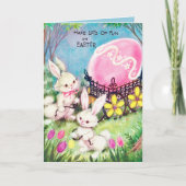 レトロヴィンテージイースターバニー卵追加気持ち シーズンカード (正面)