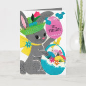 レトロヴィンテージイースターバニー追加気持ち シーズンカード (正面)