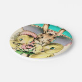 レトロヴィンテージイースターバニー&ヒックスパーティープレート ペーパープレート (アングル)