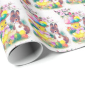 レトロヴィンテージイースターバニー ラッピングペーパー (ロールコーナー)