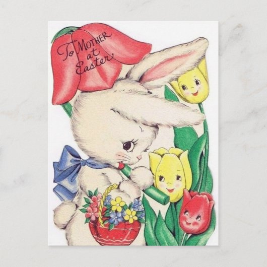 レトロヴィンテージイースターホリディマザーハガキ シーズンポストカード (正面)