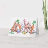 レトロヴィンテージイースターホリデーバニー シーズンカード (正面)