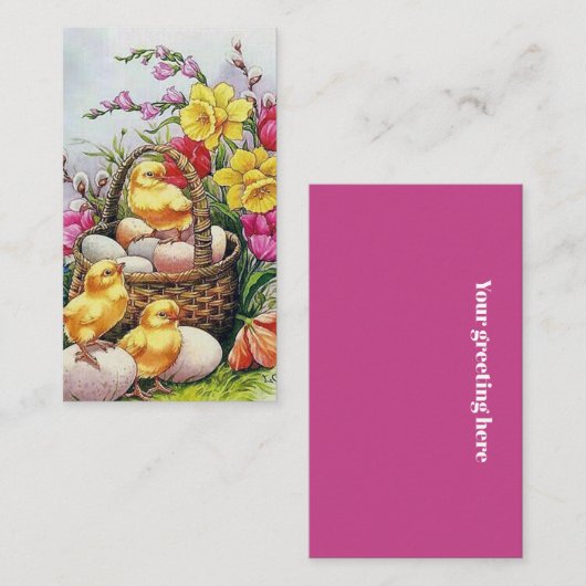レトロヴィンテージイースター雛の祝日の追加挨拶 名刺 (正面/裏面)