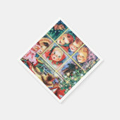 レトロヴィンテージウィンドウショッピングキッズクリスマス スタンダードカクテルナプキン (角)