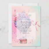 レトロヴィンテージウェディングホットエアバルーン 招待状 (正面)