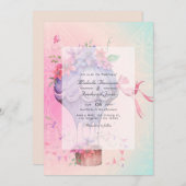 レトロヴィンテージウェディングホットエアバルーン 招待状 (正面/裏面)