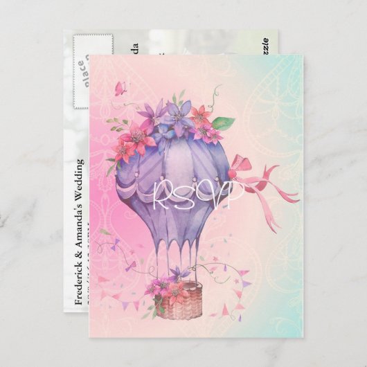 レトロヴィンテージウェディング招待状RSVP with Photo ポストカード (正面/裏面)