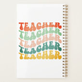 レトロヴィンテージウェーブタイポグラフィ先生名カスタム名 プランナー手帳 (裏面)