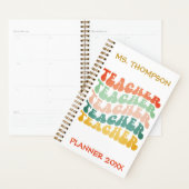 レトロヴィンテージウェーブタイポグラフィ先生名カスタム名 プランナー手帳 (ディスプレー)