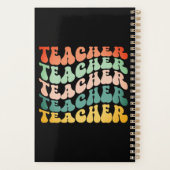 レトロヴィンテージウェーブタイポグラフィ先生名カスタム名 プランナー手帳 (裏面)