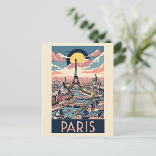 レトロヴィンテージエッフェルタワーパリフランスセーヌ ポストカード (スタンド正面)