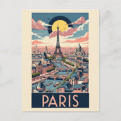 レトロヴィンテージエッフェルタワーパリフランスセーヌ ポストカード (正面)