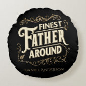 レトロヴィンテージエレガントクールタイポグラフィ父引用文 ラウンドクッション (正面)