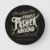 レトロヴィンテージエレガントクールタイポグラフィ父引用文 ラウンド壁時計 (正面)