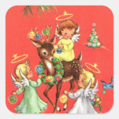 レトロヴィンテージエンジェルズアンドトナカイ スクエアシール (正面)