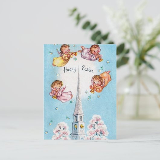 レトロヴィンテージエンジェルズイースターホリディハガキ シーズンポストカード (スタンド正面)