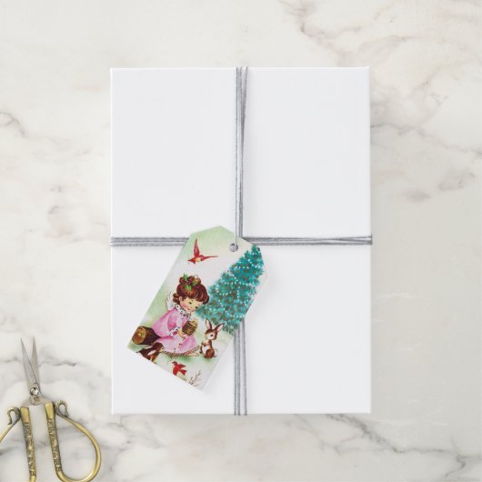 レトロヴィンテージエンジェルパーティー名タグの追加 ギフトタグ (より糸付き)