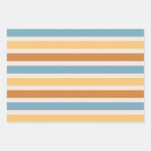 レトロヴィンテージオレンジとブルーのストライプ ラッピングペーパーシート (正面3)