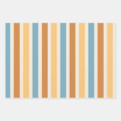 レトロヴィンテージオレンジとブルーのストライプ ラッピングペーパーシート (正面2)