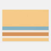 レトロヴィンテージオレンジとブルーのストライプ ラッピングペーパーシート (正面)