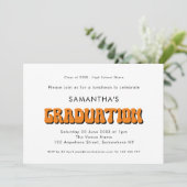 レトロヴィンテージオレンジタイポグラフィ卒業パーティー 招待状 (スタンド正面)