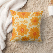 レトロヴィンテージオレンジ植物花パターン秋 クッション (ブランケット)