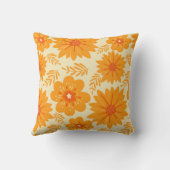 レトロヴィンテージオレンジ植物花パターン秋 クッション (裏面)